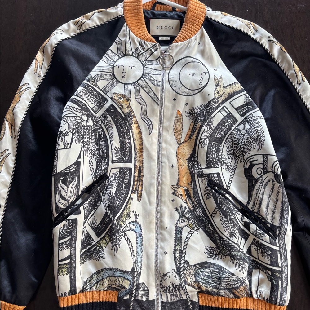 Gucci Women’s Silk Bomber Jacket Small Black